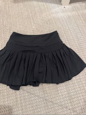 Black Pleated Mini Skirt with High Waist